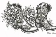 bluebonnet cowboy hat boots tattoo design idea