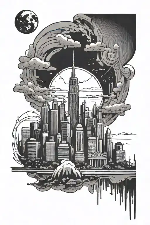 city skyline made tattoo design idea