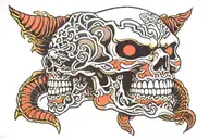 skull fangs and teeth mask tattoo design idea