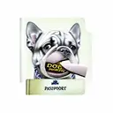 A realistic portrait of a dog with a passport in its mouth tattoo design idea
