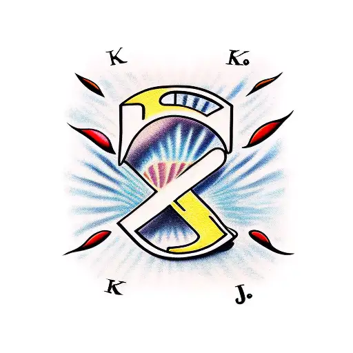 sun rays, letter K , number 18 tattoo design idea