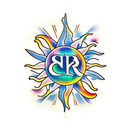 sun rays, letter K , number 18 tattoo design idea