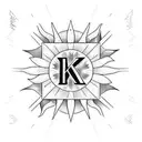 sun rays with letter K and number 18 tattoo design idea