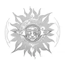 sun rays with letter K and number 18 tattoo design idea