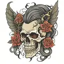 Incorporate Avenged Sevenfold lyrics into a design of a mobile legend hero in a neotraditional style tattoo tattoo design idea