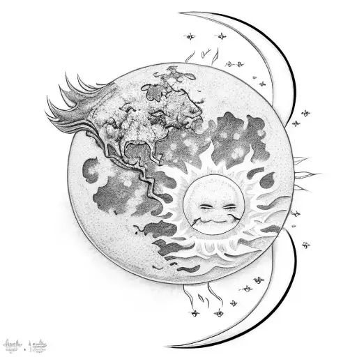 Sun and Moon tattoo design idea