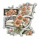 A tattoo design of a white folding chair with a floral theme could be both unique and meaningful. Here's how it could lo tattoo design idea