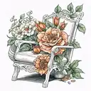 A tattoo design of a white folding chair with a floral theme could be both unique and meaningful. Here's how it could lo tattoo design idea