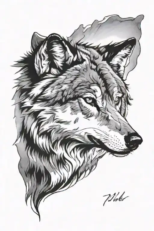 wolf face tattoo design idea