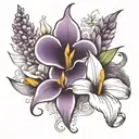 lilac and calla lily  tattoo design idea