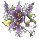 lilac and calla lily  tattoo design idea