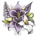 lilac and calla lily  tattoo design idea
