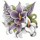lilac and calla lily  tattoo design idea