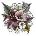 lilac and calla lily  tattoo design idea