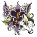 lilac and calla lily  tattoo design idea