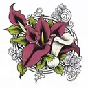 lilac and calla lily  tattoo design idea