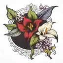 lilac and calla lily  tattoo design idea