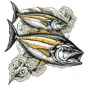 yellowfin tuna fish jumping tattoo design idea
