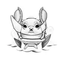 surfboard with lilo stitch and lilo's sister watching from above. Drawing only the outline tattoo design idea