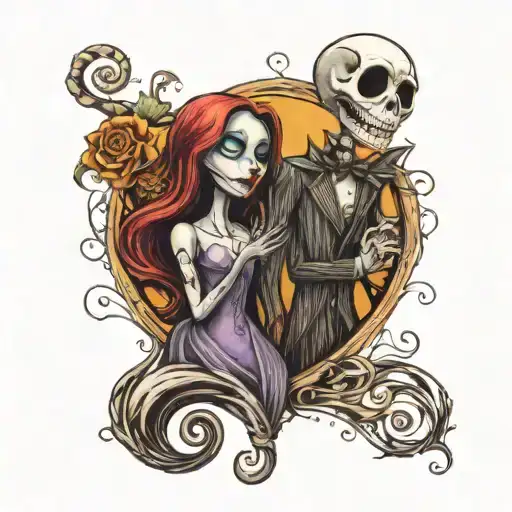 jack and sally couples tattoo tattoo design idea