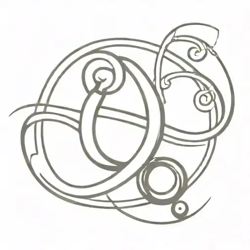 infinity symbol made with a bowling ball and a fishing hook tattoo design idea