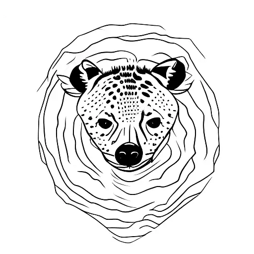 A spotted hyena in a full body or half body natural pose tattoo design idea