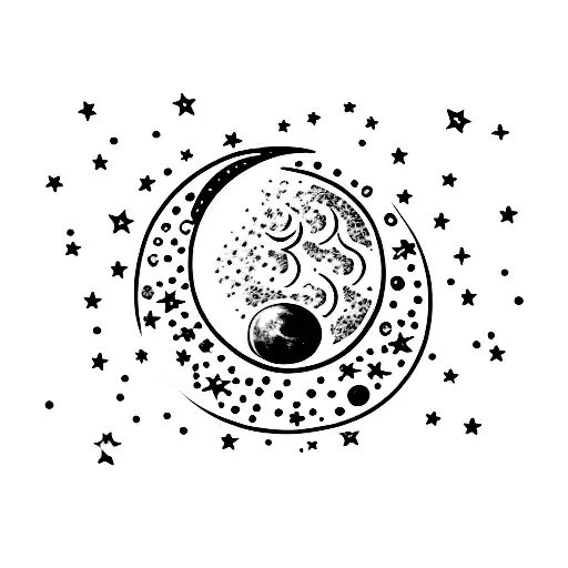 Moon with stars  tattoo design idea