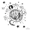 Moon with stars  tattoo design idea