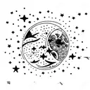 Moon with stars  tattoo design idea