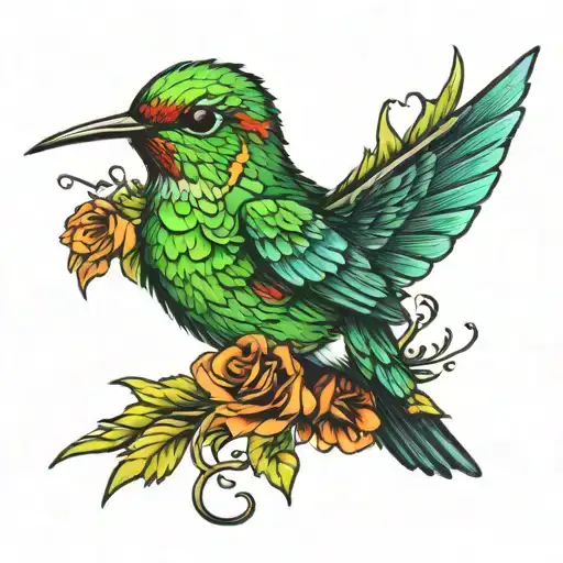 hummingbird representing Dorothy from the wizard of oz tattoo design idea