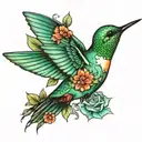 hummingbird representing Dorothy from the wizard of oz tattoo design idea