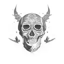 Skull and bear tattoo design idea