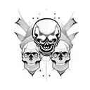 Skull and bear tattoo design idea