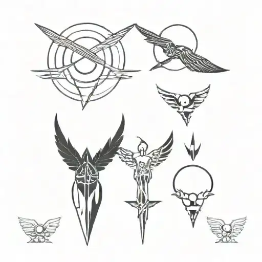 symbols from Tomb Raider The Last Revelation and Angel of Darkness mix tattoo design idea