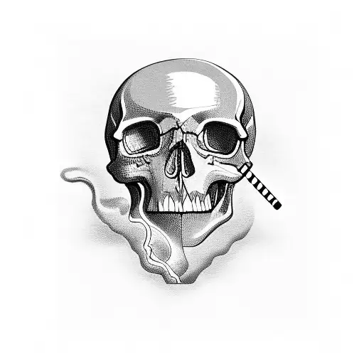 skull smoking cigarette tattoo design idea
