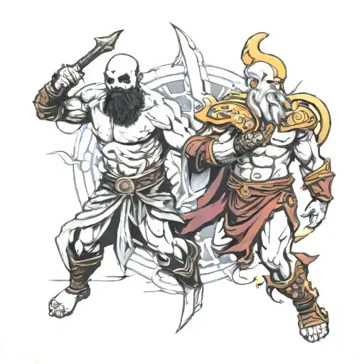 kratos vs zeus tattoo design idea
