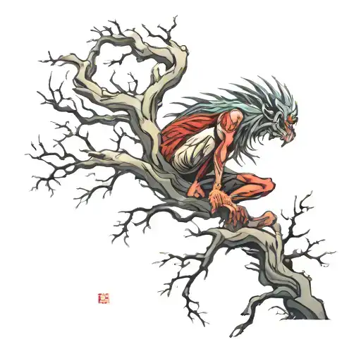 sarura tree spreaded branches  tattoo design idea