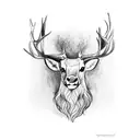 Scottish stag with symbolism to represent my 3 daughters julia Georgia and Robyn  tattoo design idea