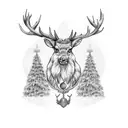 Scottish stag with symbolism to represent my 3 daughters julia Georgia and Robyn  tattoo design idea