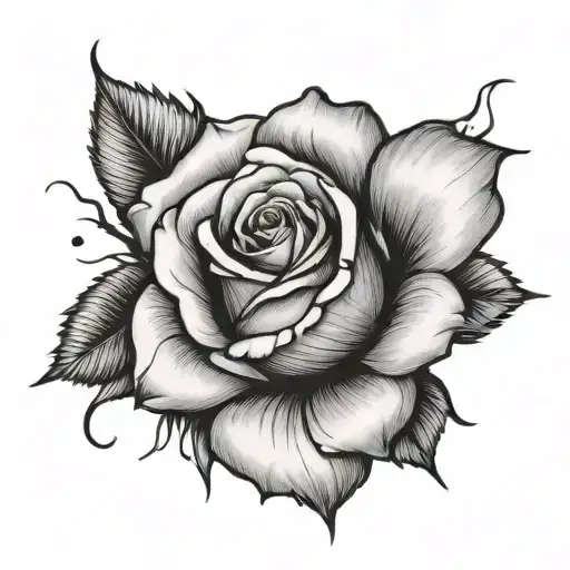rose and crying eye tattoo design idea