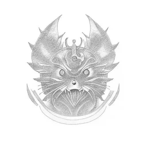 An artistic interpretation of studio Ghibli logo with vibrant colors tattoo design idea