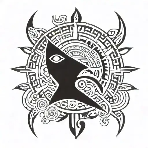 Arawak tribal symbols with elements tattoo design idea