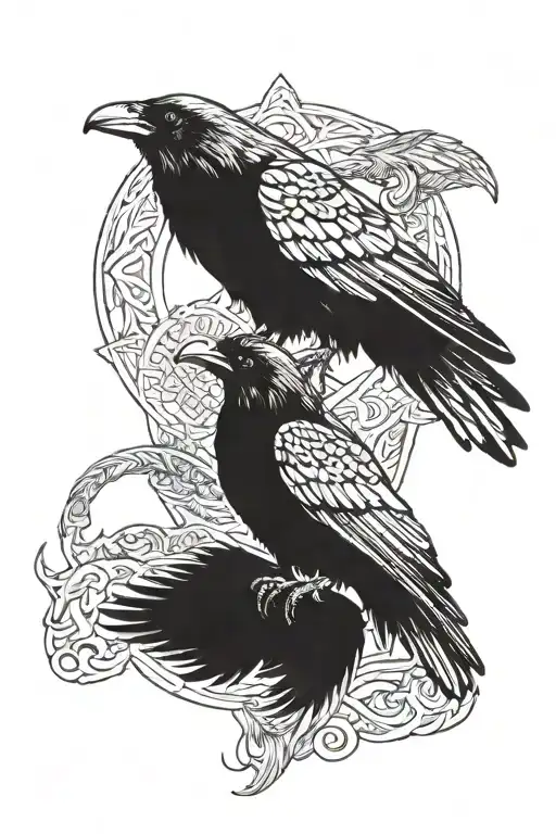 odin's ravens tattoo design idea