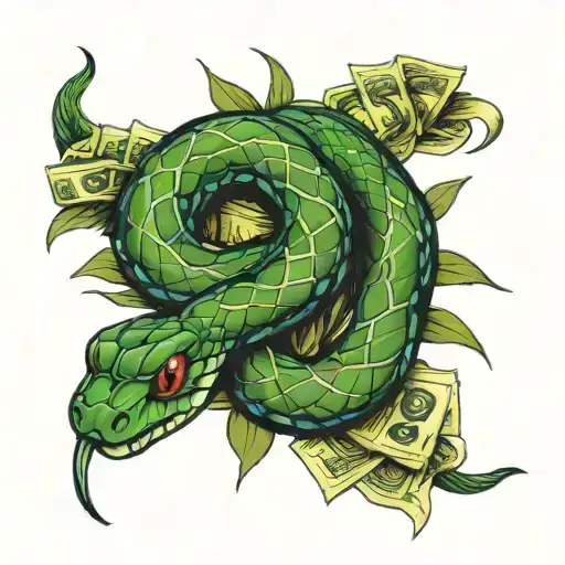 snake with money tattoo design idea