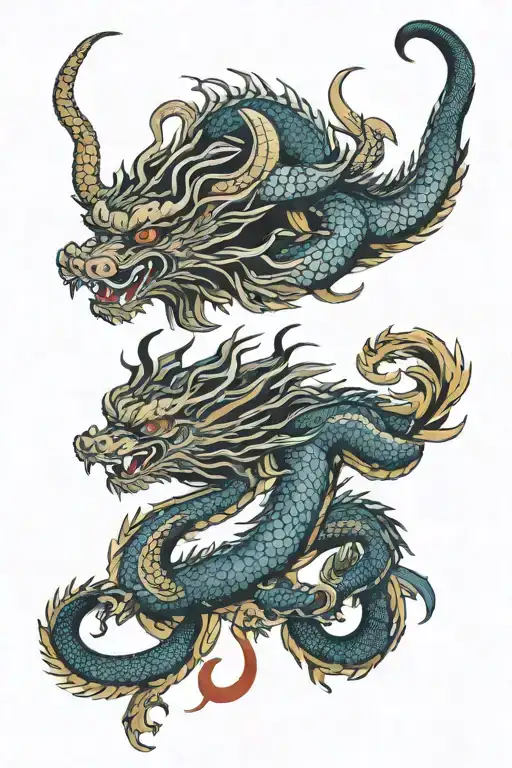 Japanese dragon and Capricorn zodiac sign tattoo design idea
