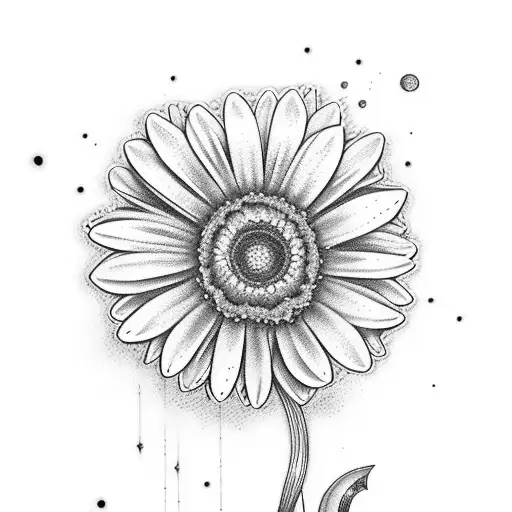 daisy flower with a viking dagger tattoo design idea