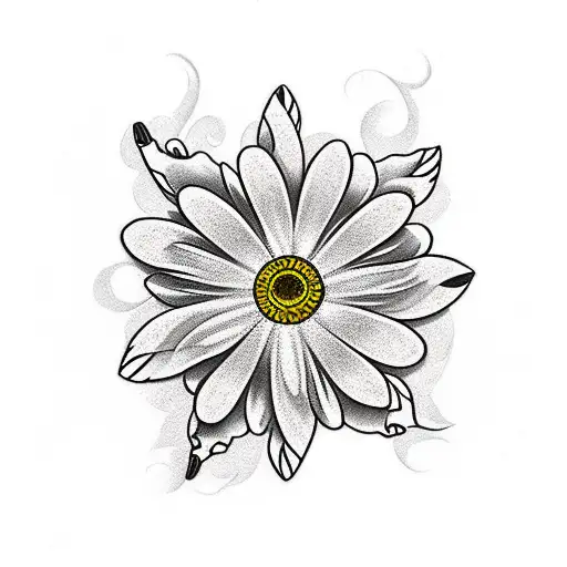 daisy flower with a viking dagger tattoo design idea