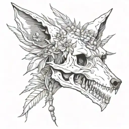 coyote skull with horms tattoo design idea