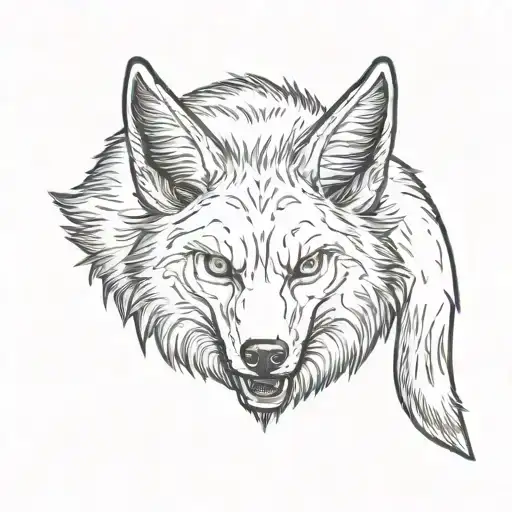 coyote with demon horns  tattoo design idea