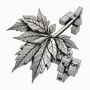 A weed leaf made out of lego bricks, representing your favorite things combined tattoo design idea